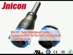 Conector de cable de datos a prueba de agua de 30A DC IP67 20 pines de autobloqueo