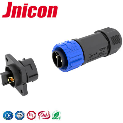 IP67 Conector de energía de bloqueo de empuje de 2 pines
