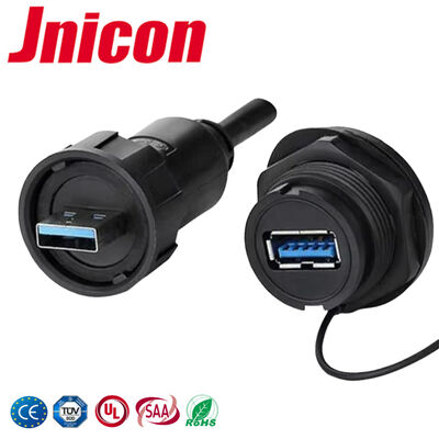 Conector USB circular impermeable | Enchufe de conexión USB para exteriores IP67 de montaje en panel