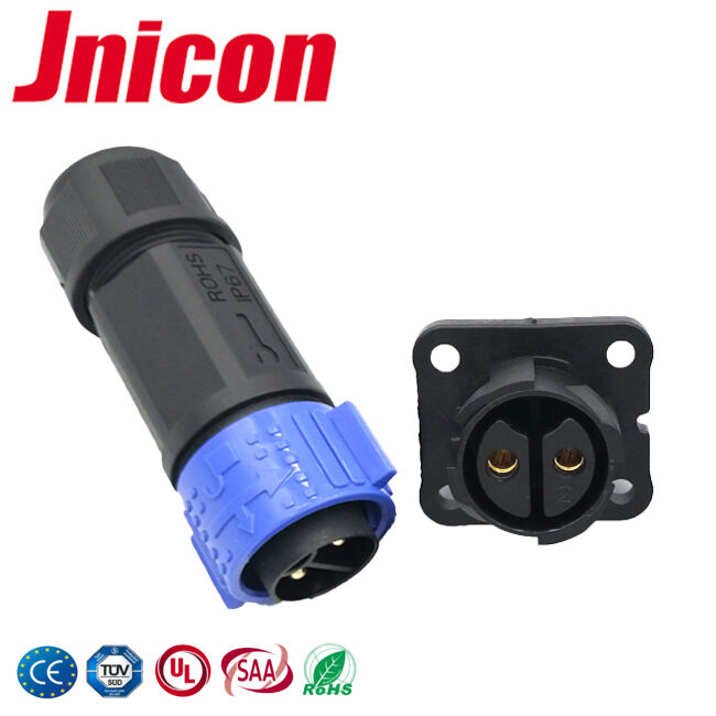 IP67/IP68 Conector de energía impermeable 2 pines M25 enchufe y toma rápida industrial