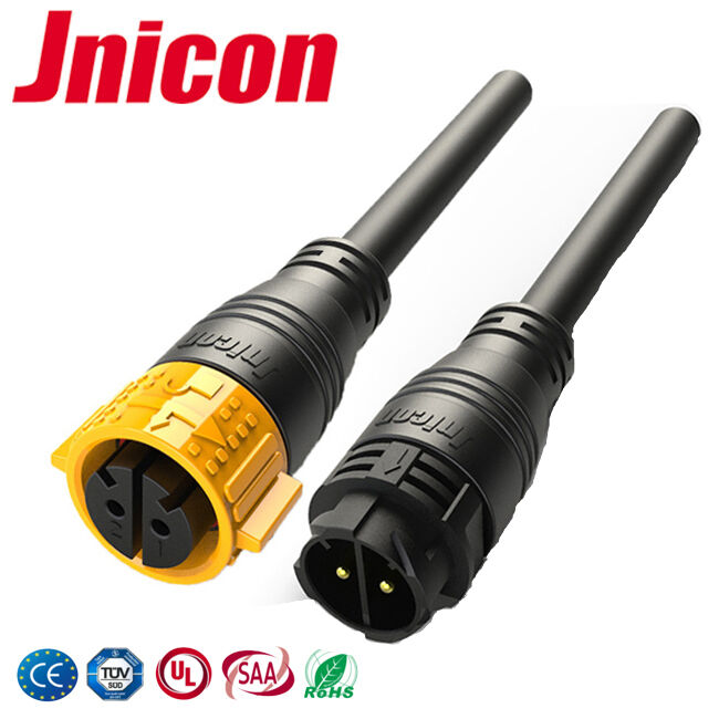 2 Pin M25 50A PPA Pin Power Connector Push Locking Waterproof Cable Connector