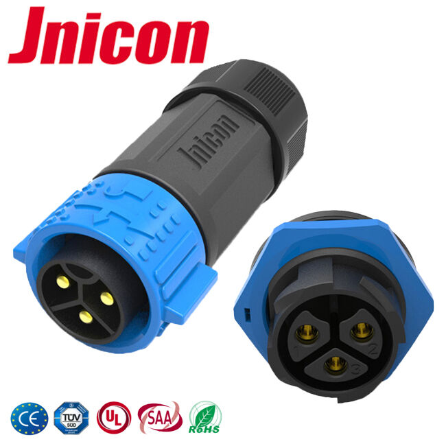 Conector de toma de 3 pines de latón plateado con oro M25 60A para nueva energía