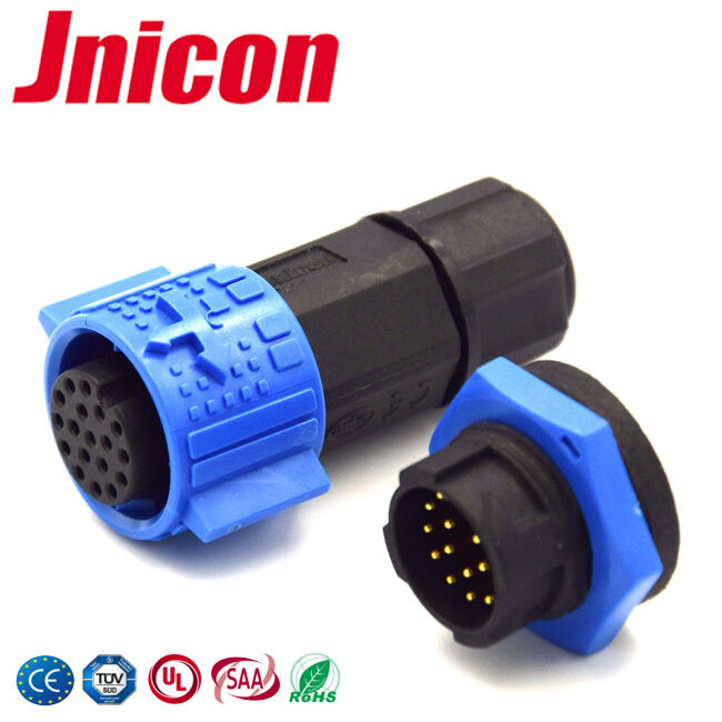 M19 5A Conector impermeable de 12 pines IP67 Conector de conexión masculino femenino para datos