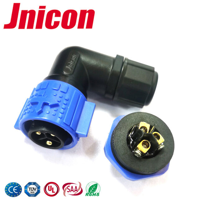 M19 20A Conector de terminal de tornillo de 3 pines Energía A prueba de agua 300V Conector 90 grados