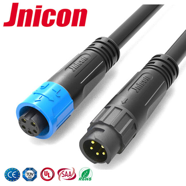 M12 IP67 Conectores de cable de exterior impermeables Conector de energía moldeado con bloqueo rápido