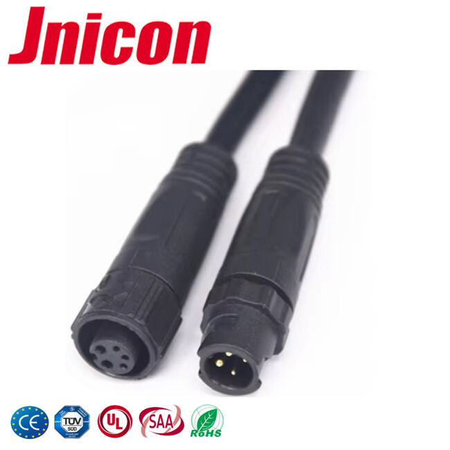PA66 M12 2+3 Pin Conectores de alambre resistente al agua para exteriores Conectores de iluminación de señal de alimentación