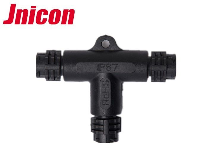 Fijación de tres vías al aire libre del empuje del Pin IP67 del conector de los datos de la prenda impermeable de la forma de T 3