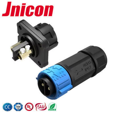 Conector de alimentación circular de 50 A M25 de 2 pines, conectores de cable a placa eléctricos IP67