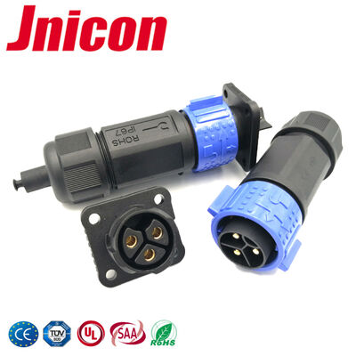 Conectores circulares de empuje y tracción de 3 pines IP67 impermeables 50A 600V para automatización industrial