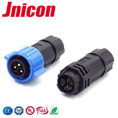 Conector de alimentación trifásico PA66 M19 20A, conector rápido de cable a cable impermeable para exteriores