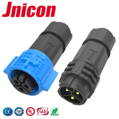 Conector impermeable de corriente continua industrial PA66 20A IP67 M19 Conector circular de 3 pines