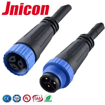 Conector de cable impermeable de 3 pines dorado M15 10A 300V para LED exteriores