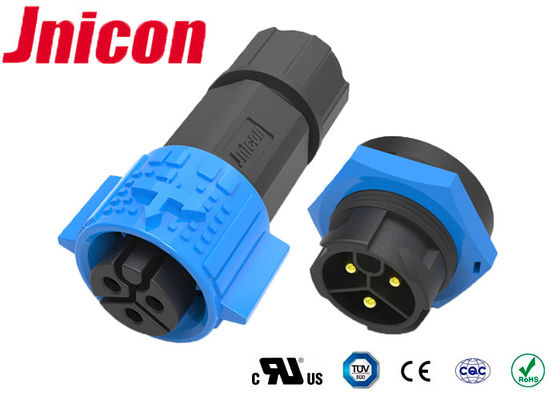 Grado del voltaje del soporte 300V del panel de conectores de la prenda impermeable del Pin 20A del plástico 3 del negro azul